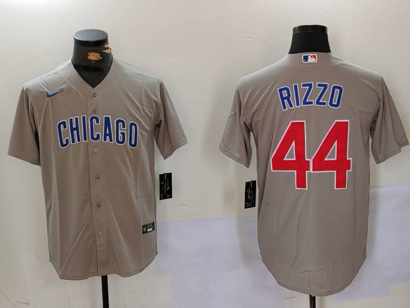 Men Chicago Cubs #44 Rizzo Grey Game 2024 Nike MLB Jersey style 1